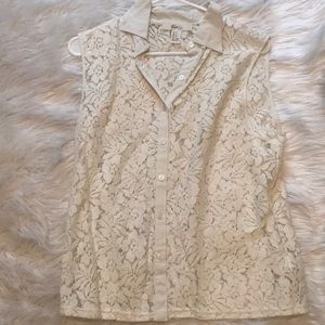 White Floral Lace Tank Top